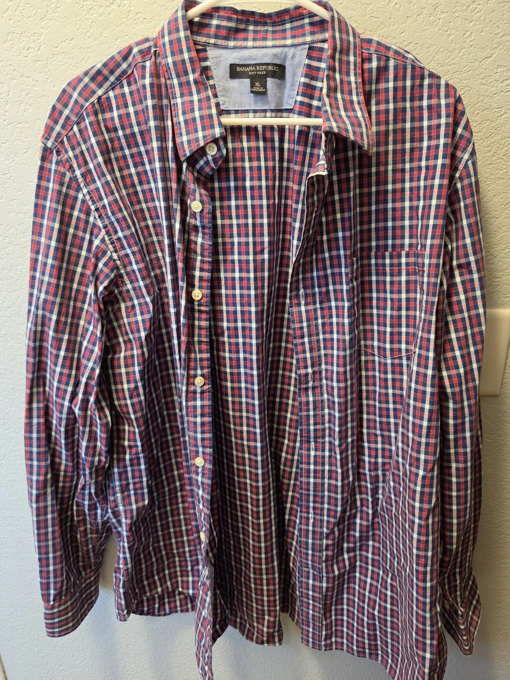 Banana Republic Red and Blue Plaid Button-Up Shirt